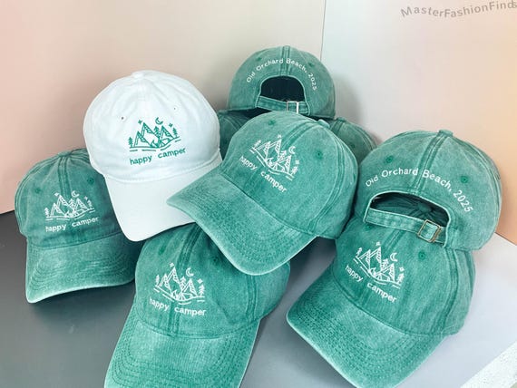 Custom Embroidered Camp Bachelorette Hat, Personalized Happy Camper Hats, Bachelorette Camp Party Hat, Camp Bach Cap Bluk, Bridal Party Gift