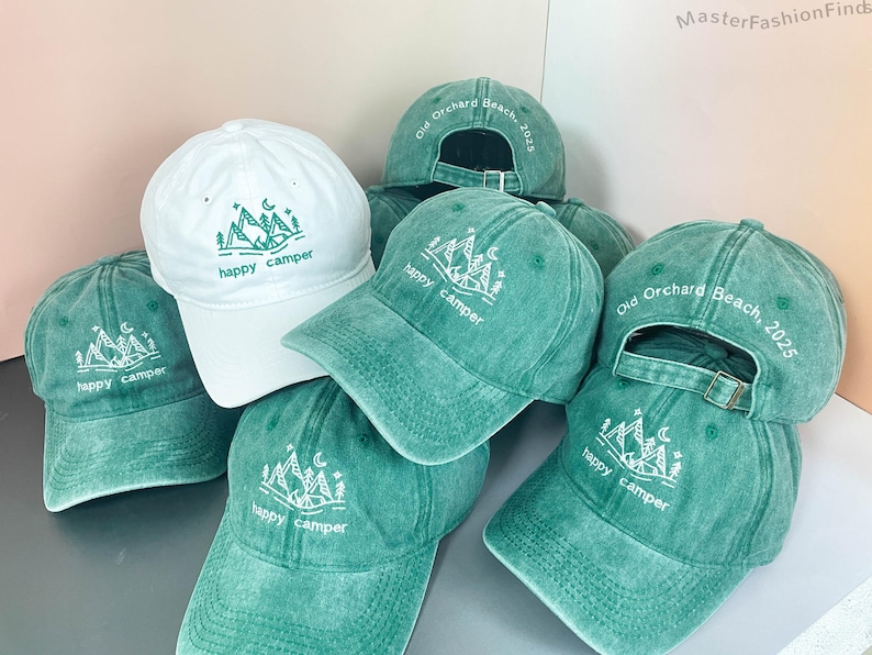 Custom Embroidered Camp Bachelorette Hat, Personalized Happy Camper Hats, Bachelorette Camp Party Hat, Camp Bach Cap Bluk, Bridal Party Gift