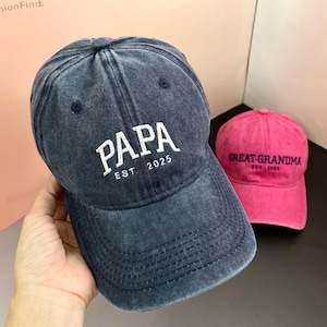 Geborduurde papahoed | Gepersonaliseerde opa-hoed | Vintage honkbalhoed | Cadeau voor nieuwe oma | Zwangerschapsaankondiging, vaderdagcadeau