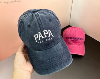 Bestickte Papa-Mütze | Personalisierte Opa Hut | Vintage Baseballmütze | Geschenk für neue Oma | Schwangerschaftsankündigung, Vatertagsgeschenk