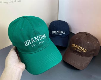 Custom Grandpa Embroidered Hat | Personalized Dad Hat | Vintage Baseball Hat | Gift for Grandpa |  Pregnancy Announcement | Fathers Day Gift
