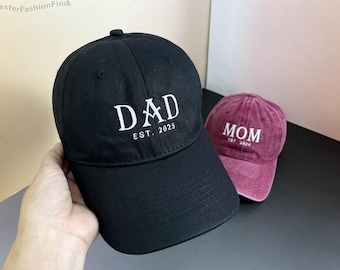 Bonnet brodé papa personnalisé | Bonnet de maman personnalisé avec est. Année | casquette de baseball vintage pour nouveau papa | Cadeau fête des pères pour papa et grand-père