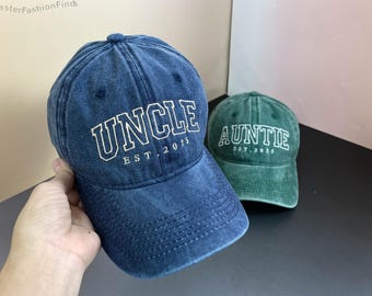 Gorra bordada personalizada para tíos / Gorra de béisbol unisex / Regalo para tías primerizas / Regalo de cumpleaños para anunciar la llegada del bebé para tía o tío.