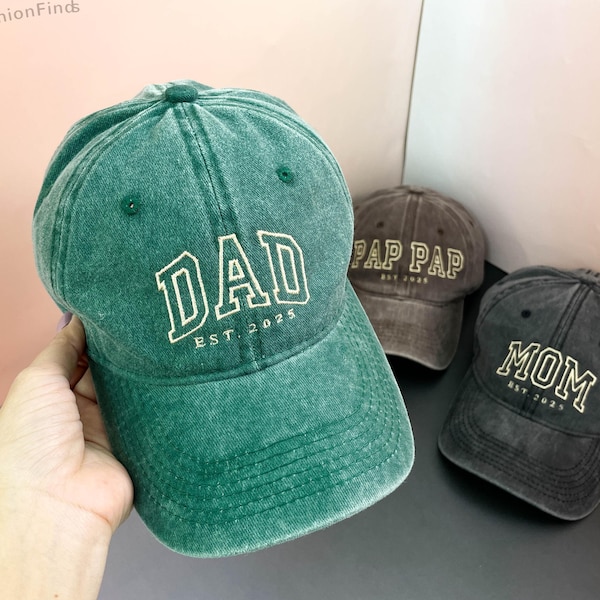 Boné personalizado bordado para o papai | Boné personalizado para o vovô com o ano de fundação | Boné de beisebol vintage para o novo papai | Presente de Dia dos Pais para o papai