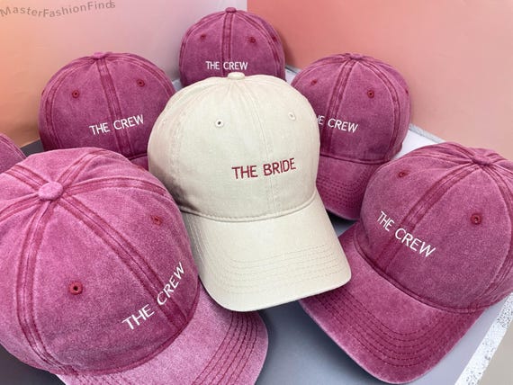 Personalized The Bride & Crew Baseball Cap | Embroidered Bride Tribe Hats  | Bachelorette Party Favors and Bridal Shower Gift