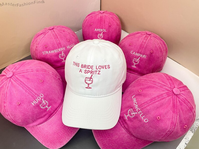 EVJF Spritz Bachelorette Party Hats | Custom Embroidered Bride Squad Caps | Hen Party & Wedding Accessories