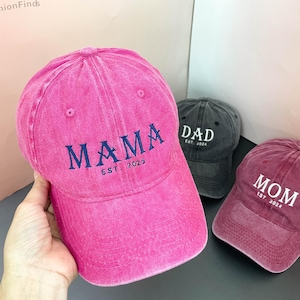 Personalized Mama Embroidered Hat | Custom Dad Hat with Est Year | Gift for New Mom Dad | Vintage Baseball Hat | Mother&#39;s Day Gift for Mom