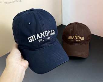 Personalized Grandad Embroidered Hat with Custom Est Date | Vintage Baseball Cap Gift for Grandpa |  Pregnancy Announcement | Fathers Day