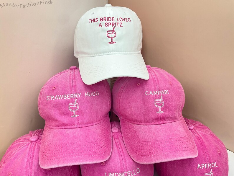 EVJF Spritz Bachelorette Party Hats | Custom Embroidered Bride Squad Caps | Hen Party & Wedding Accessories