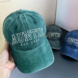Custom Auntie Embroidered Hat | Personalized Baseball Cap for Aunts & Uncles | Gift for New Aunts | Birthday, Mothers Day, Fathers Day Gift