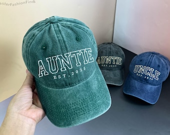 Custom Auntie Embroidered Hat | Personalized Baseball Cap for Aunts & Uncles | Gift for New Aunts | Birthday, Mothers Day, Fathers Day Gift