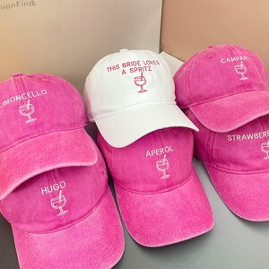 EVJF Spritz Bachelorette Party Hats | Custom Embroidered Bride Squad Caps | Hen Party & Wedding Accessories