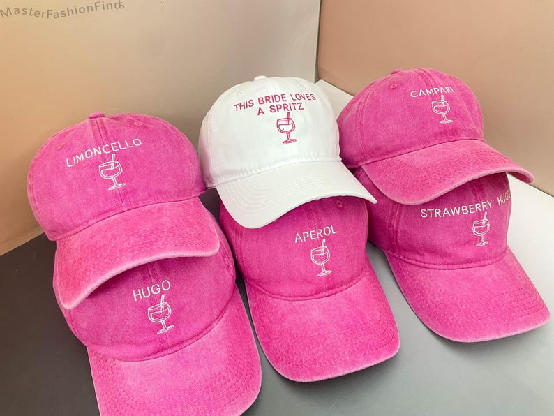 EVJF Spritz Bachelorette Party Hats | Custom Embroidered Bride Squad Caps | Hen Party & Wedding Accessories