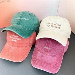 Custom Text Embroidered Hat, Personalized Saying Cap, Vintage Baseball Hat, Gift For New Dad Mom, Camp Bachelorette Hat, Mothers Day Gift