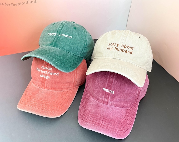 Custom Text Embroidered Hat, Personalized Saying Cap, Vintage Baseball Hat, Gift For New Dad Mom, Camp Bachelorette Hat, Mothers Day Gift