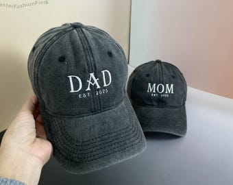 Bonnet brodé papa personnalisé | Bonnet personnalisé pour maman | casquette de baseball vintage pour nouveau papa | Cadeau fête des pères pour papa et grand-père