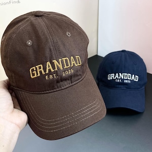 Gepersonaliseerde opa geborduurde hoed met aangepaste datum | Vintage baseballpet | Cadeau voor opa |  Zwangerschapsaankondiging | Vaderdagcadeau