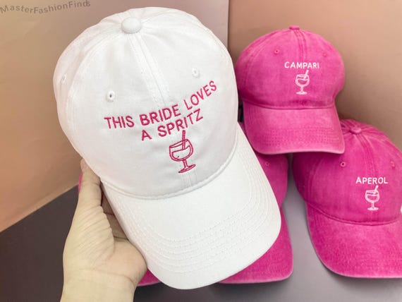 EVJF Spritz Bachelorette Party Hats | Custom Embroidered Bride Squad Caps | Hen Party & Wedding Accessories