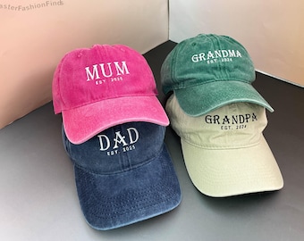 Personalized Dad Embroidered Hat | Custom Grandpa Hat with Est Year | Vintage Baseball Cap for New Dad | Father&#39;s Day ,Mother&#39;s Day Gift