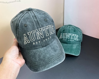 Custom Auntie Embroidered Hat | Personalized Baseball Cap for Aunts & Uncles | Gift for New Aunts | Birthday, Mothers Day Gift