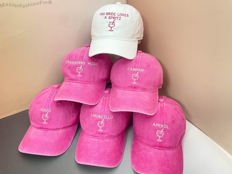 EVJF Spritz Bachelorette Party Hats | Custom Embroidered Bride Squad Caps | Hen Party & Wedding Accessories