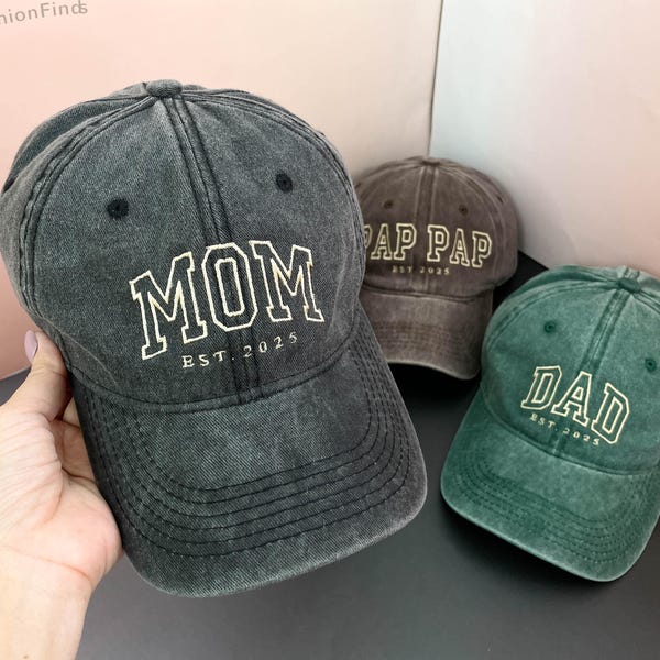 Personalized Mom Embroidered Hat | Custom Dad Hat with Est Year | Gift for New Mom Dad | Vintage Baseball Hat | Mother's Day Gift for Mom