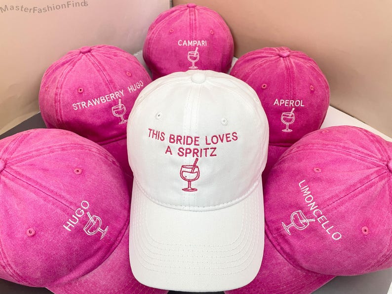 EVJF Spritz Bachelorette Party Hats | Custom Embroidered Bride Squad Caps | Hen Party & Wedding Accessories