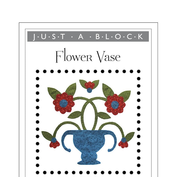 Flower Vase appliqué block, traditional applique pattern PDF