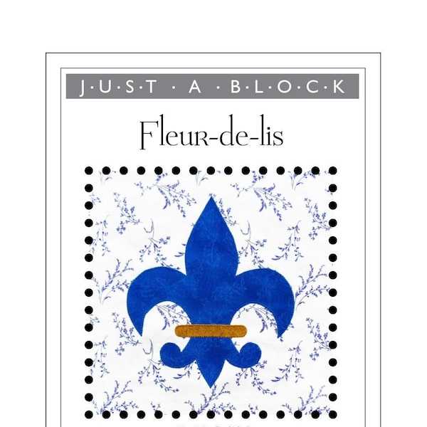 Fleur-de-lis appliqué block, lily applique pattern PDF
