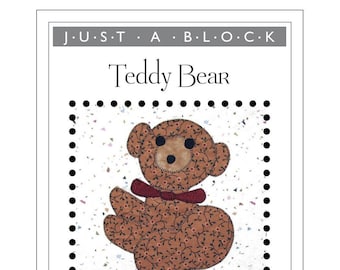 Teddy Bear appliqué block, toy bear applique pattern PDF