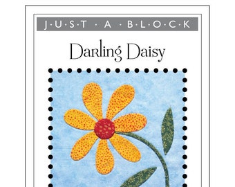 Darling Daisy appliqué block, daisy applique pattern PDF