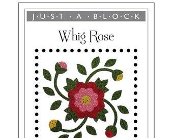Whig Rose appliqué block pattern PDF