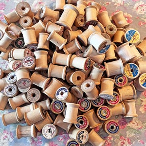Huge Lot Vintage Wooden Spools