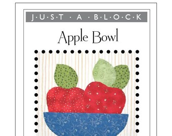 Apple Bowl appliqué block, apple applique pattern PDF