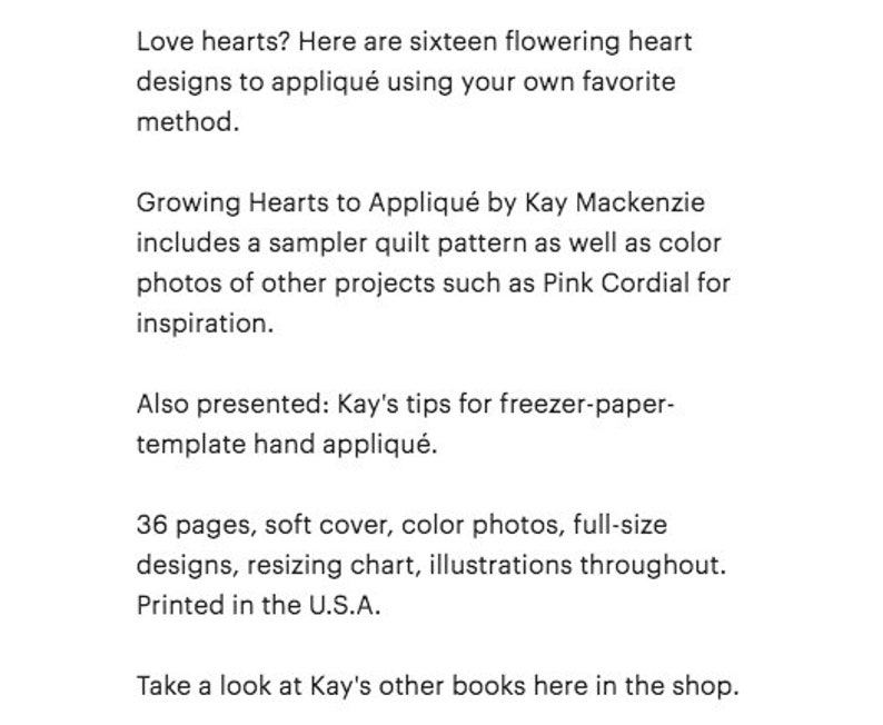 Heart Appliqué Book, Heart Quilt Patterns Etsy