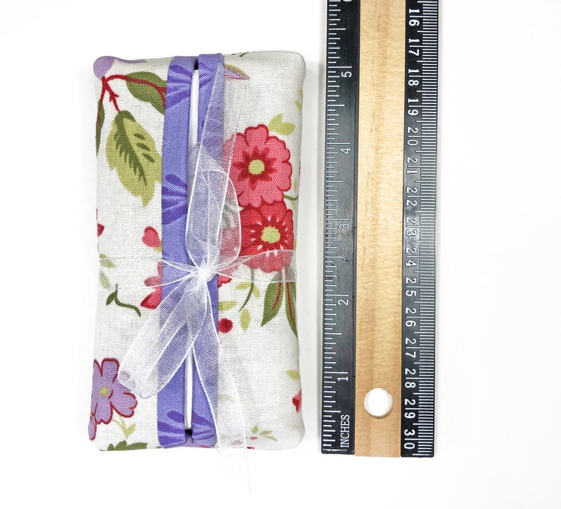 Pink and Purple Floral Print Fabric Tissue Cover