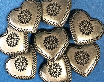 Metal Heart Buttons, Lot of 8