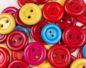 4 GIANT RED 50mm LARGE PLASTIC CLOWN BUTTONS SEWING AND FANCY DRESS 