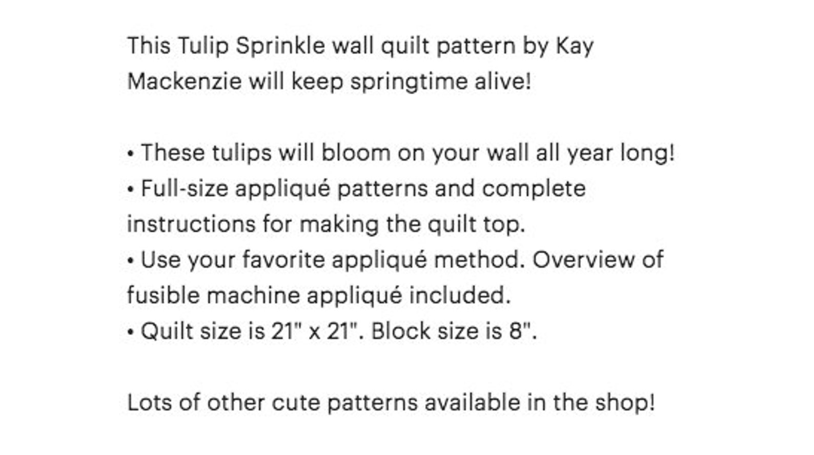 Tulip and Watering Can Quilt Pattern - Etsy