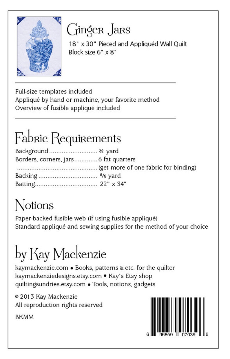 Ginger Jars Quilt Pattern Etsy