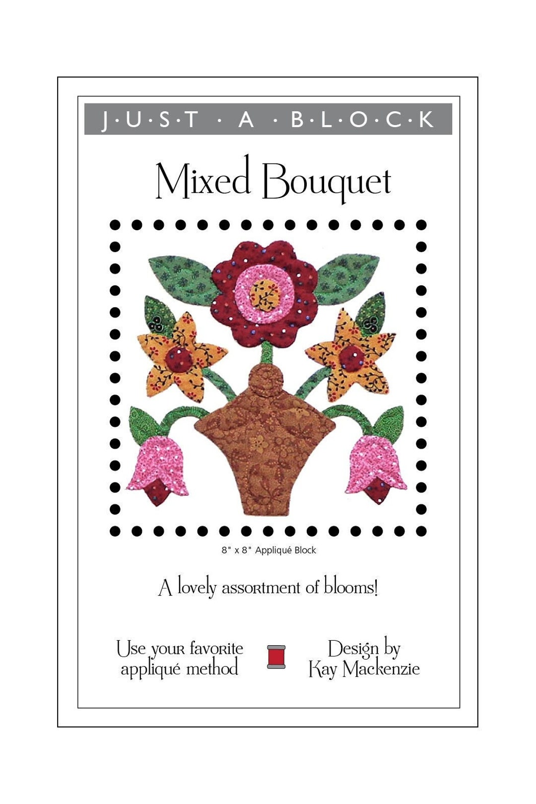 Mixed Bouquet Appliqué Block, Flower Basket Applique Pattern PDF - Etsy