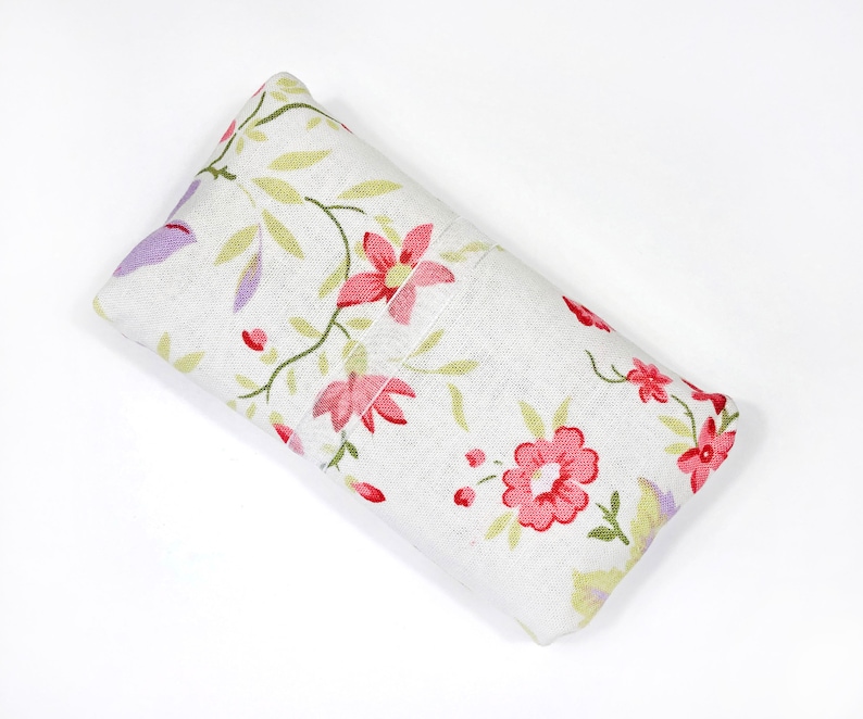 Pink and Purple Floral Print Fabric Tissue Cover