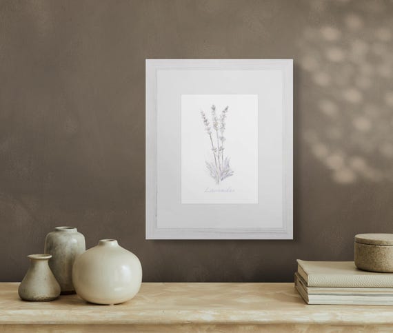 Framed Print • Lavender Botanical Illustration • Whimsical Pastels