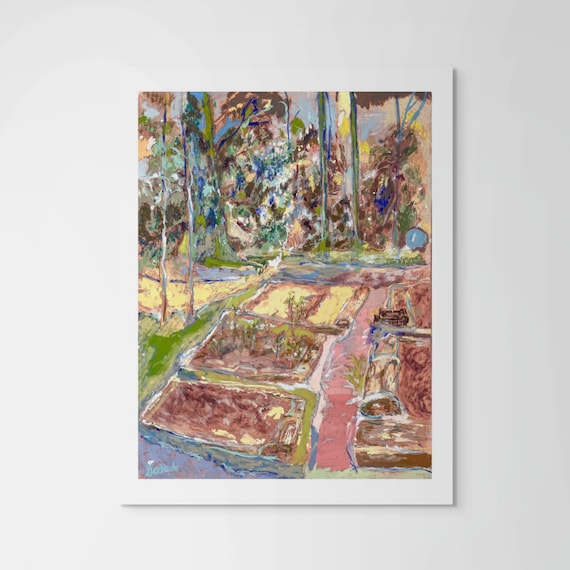 Fine Art Print • Garden Beds in Pink • Oil Painting Reproduction