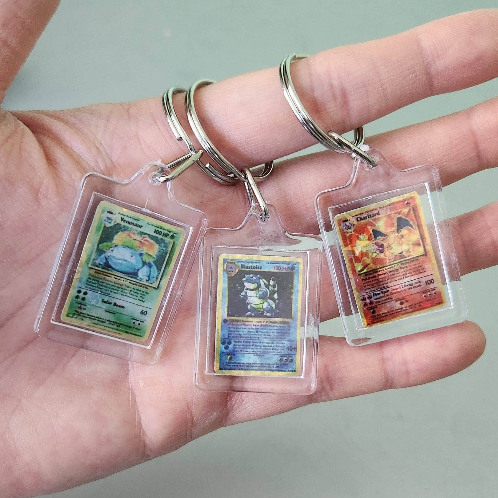 Benchwarmer Trading Cards Pokemon Card Keyring / Key Chain  Double-Sided  Acrylic  Customizable Design Pokemon Card Keyring / Key Chain Duel Sided  Ring