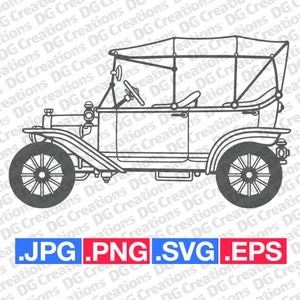 Ford Model T Side Classic Car SVG Clip Art Graphic Art Instant Download Illustration Car Vector svg eps png jpg Stencil Automotive File