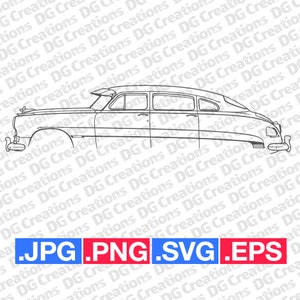 Hudson Commodore 1951 4DR Classic Car SVG Clip Art Graphic Art Instant Download Illustration Car Vector svg eps png Stencil Automotive File