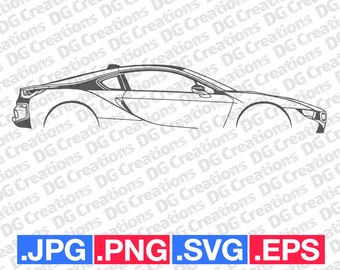 BMW I8 2015 Car SVG Clip Art Graphic Art Instant Download Illustration Vector svg eps png jpg Stencil Automotive File