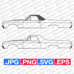 Chevrolet El Camino 1968 Samochód SVG Clip Art Grafika Sztuka Natychmiastowe pobieranie Ilustracja Wektor svg eps png jpg Szablon Plik motoryzacyjny