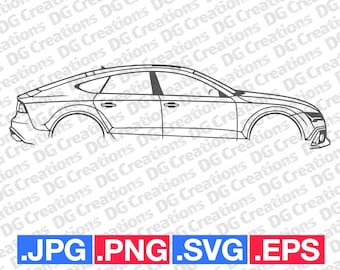 Audi RS7 Sportback 2016 Car SVG Clip Art Graphic Art Instant Download Car Illustration Vector svg eps png jpg Stencil Automotive File